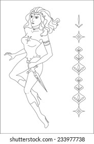 Amazon with a blade during the attack. EPS10 vector illustration.