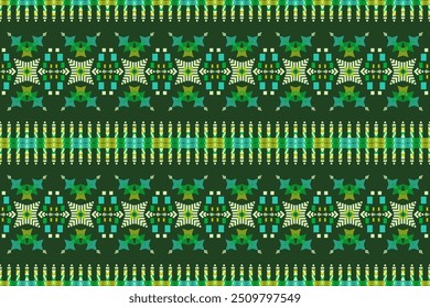 Amazon forest tradition style textile seamless pixel pattern deep green color, Design for fabric, Clothes, Curtain, Carpet, Scarf, Wrap, Handcraft,  Wallpaper, Background and Vector illustration
