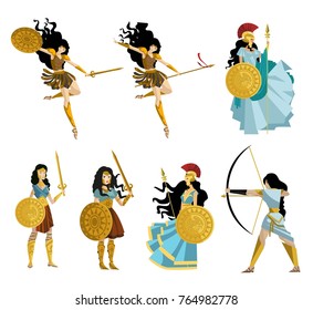 Amazon Greek Women Warriors Collection Stock Vector (Royalty Free ...