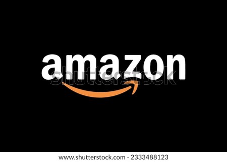 Amazon logo. Editorial icon isolated on black background