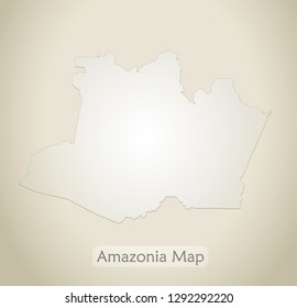 Amazon map amazonia old paper background vector Amazonas