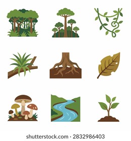 Amazon Rainforest Ecology Nature Icon Collection
