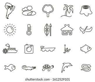 Amazon Rainforest Icons Thin Line Set Big