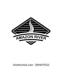 Amazon River Logo Design. Vintage Style. Vector Illustration