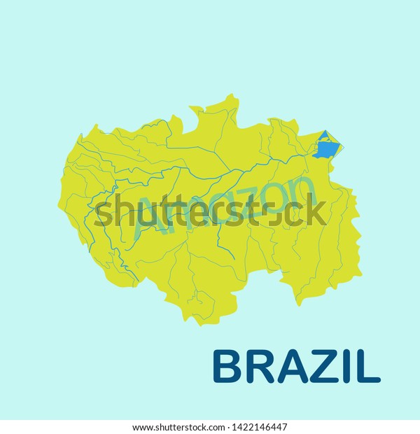 Amazon River Map Yellow Color On Stock Vector Royalty Free