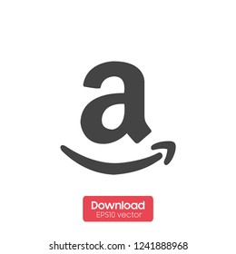 Amazon Shopping Logo Icon Arrow Symbol, Vector Illustration EPS 10 - Vector