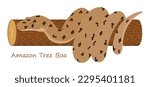 Amazon Tree Boa (Corallus hortulanus) cute animal in colorful cartoon style isolated on white background. Vector graphics. It are long and thin, unlike some of their bulky boa cousins. 