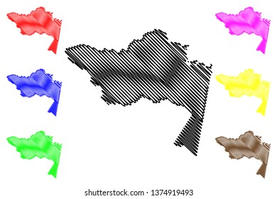 Amazonas Department (Colombia, Republic of Colombia, Departments of Colombia) map vector illustration, scribble sketch Amazonas map