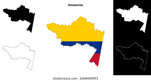 Amazonas department outline map set