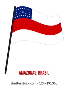 Amazonas Flag Waving Vector Illustration on White Background. States Flag of Brazil.