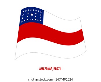 Amazonas Flag Waving Vector Illustration on White Background. States Flag of Brazil.