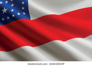 Amazonas flag waving in the wind, realistic detailed silk texture. State of Brazil