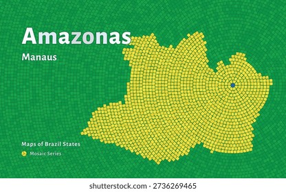 Amazonas Map in Mosaic Pattern with Capital Manaus