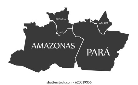 Amazonas - Para - Roraima - Amapa Map Brazil illustration