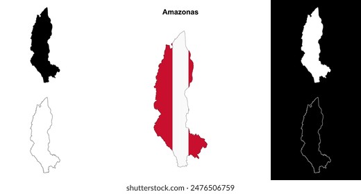 Amazonas region outline map set