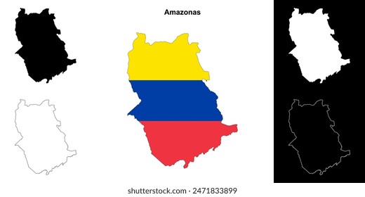 Amazonas state outline map set