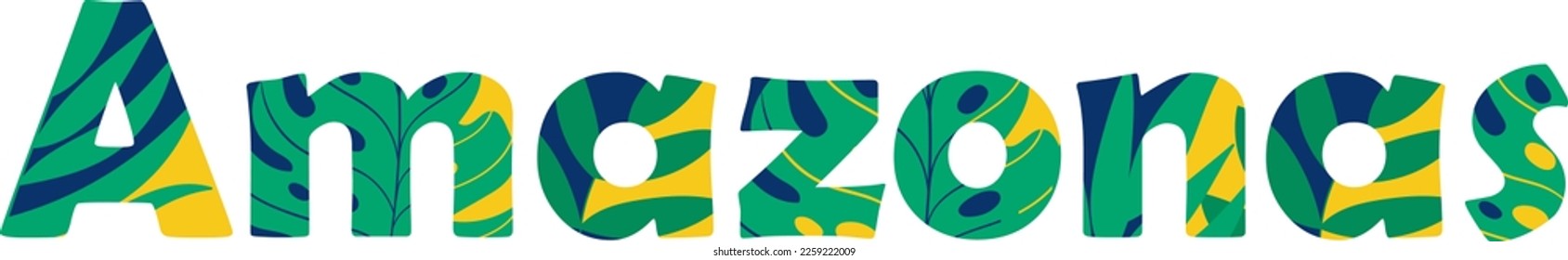 Amazonas state text filled with tropical pattern