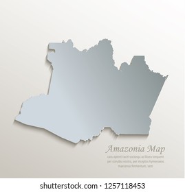 Amazonia map white blue card paper 3D vector Amazonas