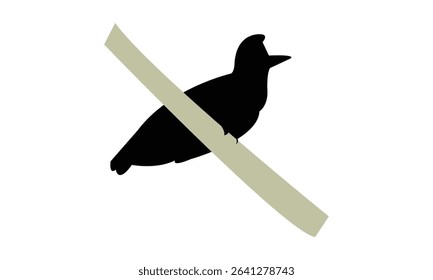 Amazonian umbrellabird bird Silhouette Design  And Vector Illustration. 