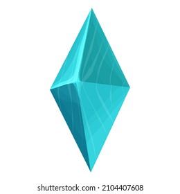 Amazonit Gemstone strukturierter Kristall, Felsen im Cartoon-Stil einzeln auf weißem Hintergrund. Game Asset Mineral, Naturstein.