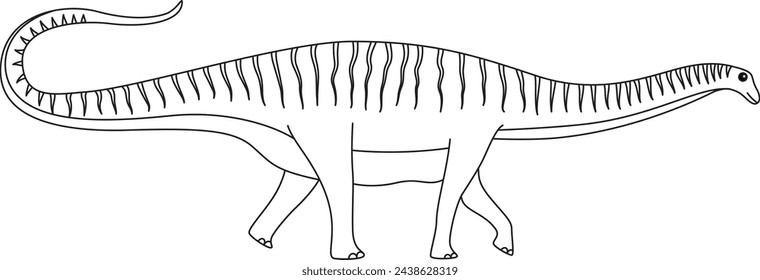 Amazonsaurus coloring page. Cute flat dinosaur isolated on white background