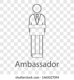 Ambassador icon on transparency background. Modern flat design vector illustration. Symbol for your web site design.