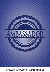 Ambassador jean or denim emblem or badge background. Vector Illustration. Detailed.