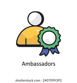 Ambassadors vector Filled outline doodle Design illustration. Symbol on White background EPS 10 File 