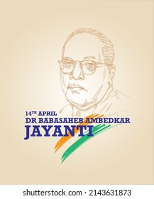 Ambedkar Jayanti Greetings with his portrait illustration.