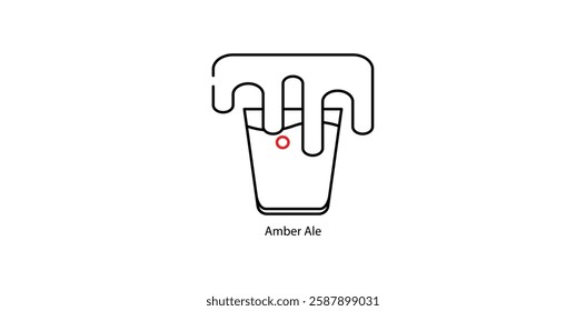 Amber Ale Vector Icon - Rich Malty Craft Beer Glass Illustration