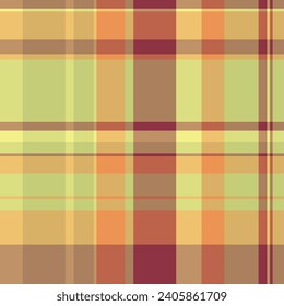 Amber background seamless texture, classic pattern textile check. Postcard tartan fabric vector plaid in orange and amber color.