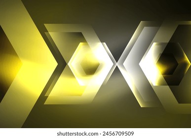 Amber and black color scheme with arrows creating symmetry on a rectangular background. Gas illuminates the pattern in tints and shades as font directs attention. The ceiling contrasts with darkness