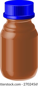 Botella de reactivo transparente ámbar con tapa azul