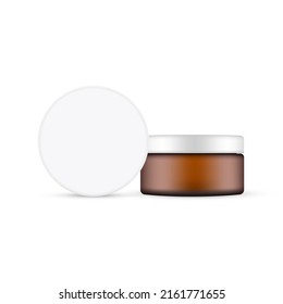 Amber Cosmetic Jar Mockup for Cream or Gel, aislado en fondo blanco. Ilustración vectorial