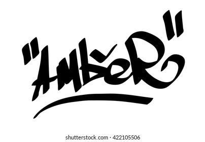 Amber female name street art design. Graffiti tag Amber.