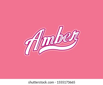 AMBER first name athletic script graphic illustration for personalization, tattoo, or breast cancer awareness