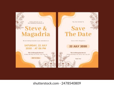 Amber Florel Wedding Invitation Template Card