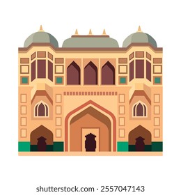 amber fort palace facade isolated design