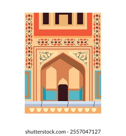 amber fort palace front view isolated design