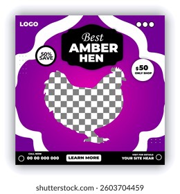AMBER Hen White Rooster Head Advertisement Poster