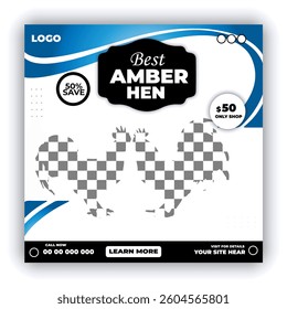 AMBER Hen White Rooster Head Advertisement Poster