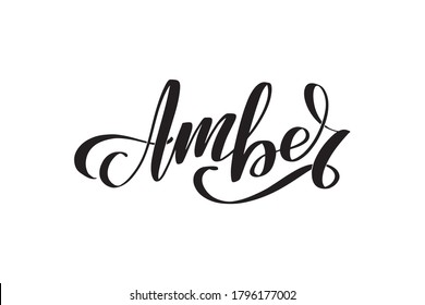 Ambre. Lettres de brosse manuscrites inspirantes. Illustration vectorielle de stock de calligraphie isolée sur fond blanc. Typographie pour bannières, badges, carte postale, t-shirt, impressions.