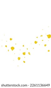 Amber Lotus Fly Vector White Background. Fall Rose Cover. Canary Blossom Beauty Backdrop. Mustard Flower Japanese Design.