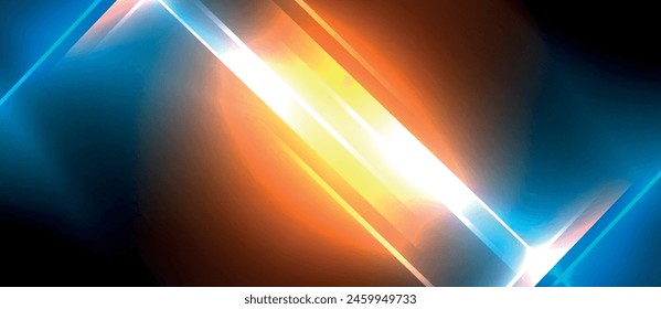 An amber and orange automotive lighting beam shines against a black background, resembling a geological phenomenon in space with a lens flare effect