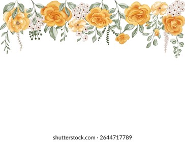 Amber Roses and Delicate Blooms Watercolor Border