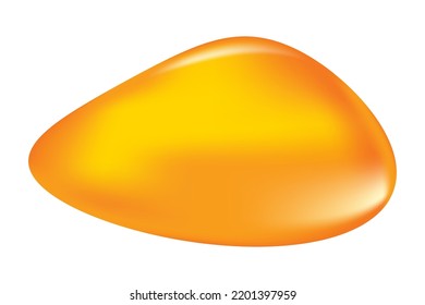 Amber stone isolated on white background. Tree resin drop. Precious mineral stone or nugget. Raw materials for jewelry. Bright gemstone. Piece of yellow opaque natural amber. Stock vector illustration