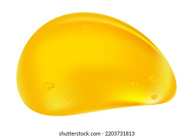 Amber stone isolated on white background. Tree resin drop. Precious mineral stone or nugget. Raw materials for jewelry. Bright gemstone. Piece of yellow opaque natural amber. Stock vector illustration