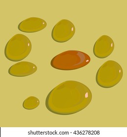 Amber vector. Different shapes of amber stones.