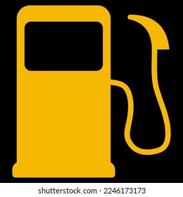 Gráfico vectorial ámbar en el fondo negro de una luz de advertencia del salpicadero para combustible bajo en el depósito de gasolina