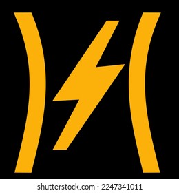 Amber vector graphic on a black background of a dashboard warning light for a problem with electronic throttle control